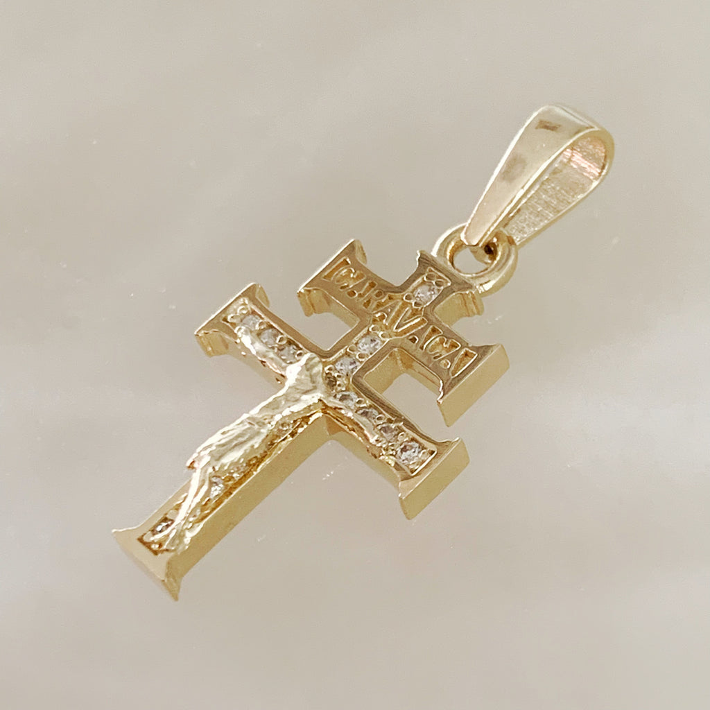 CRUZ DE CARAVACA DE ORO AMARILLO 14K CR-14-85-113-E-1A9