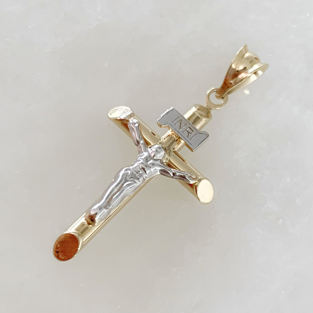 CRISTO TUBULAR DE ORO AMARILLO 14K CR-14-85-95-E-1