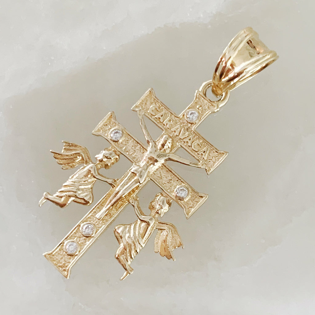 CRUZ DE CARAVACA DE ORO AMARILLO 14K CR-14-85-112-E-1A3