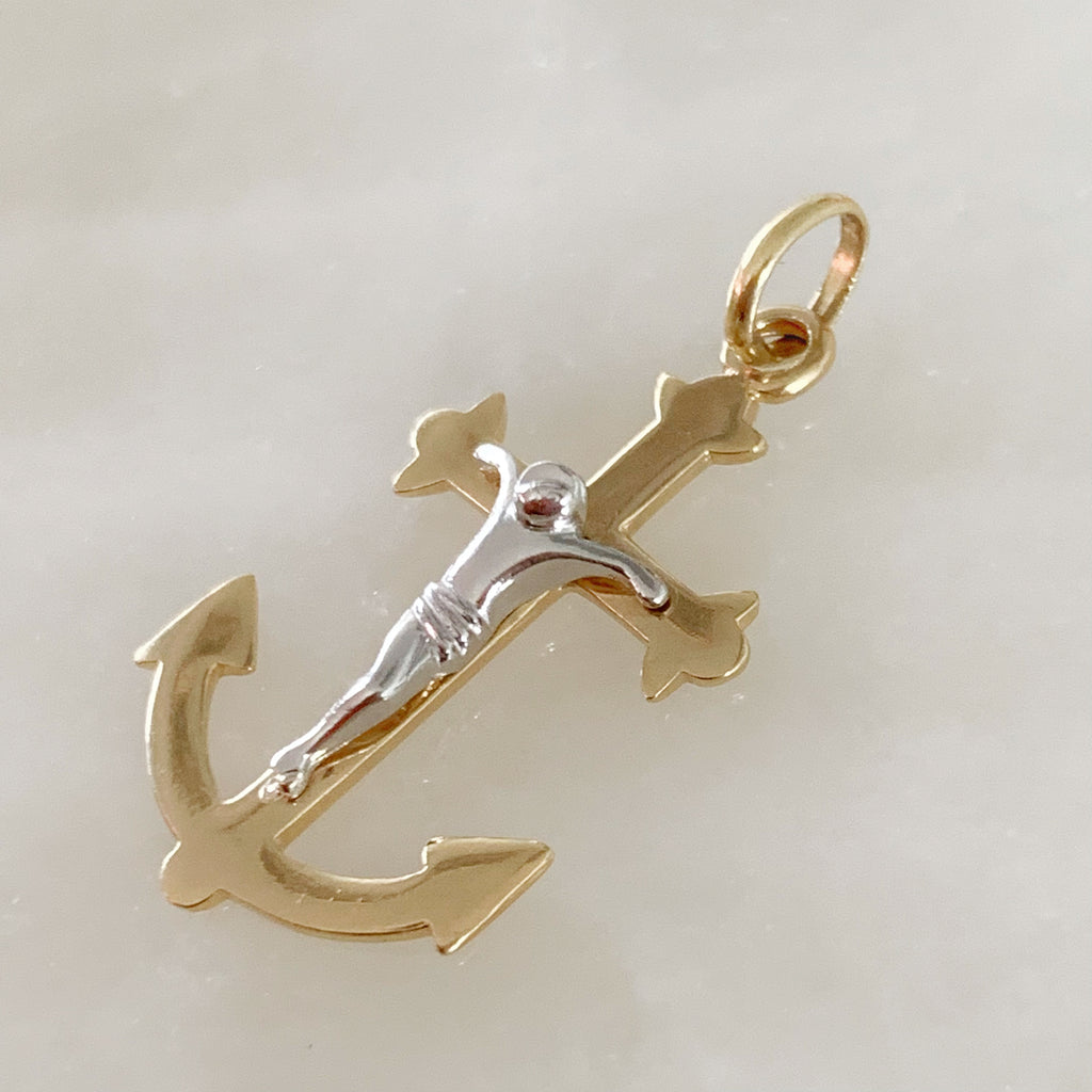 CRISTO ANCLA DE ORO AMARILLO 14K CR-14-85-92-E-1A6