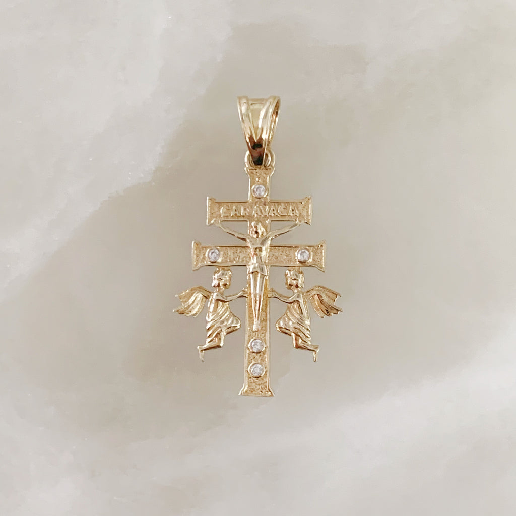 CRUZ DE CARAVACA DE ORO AMARILLO 14K CR-14-85-112-E-1A3