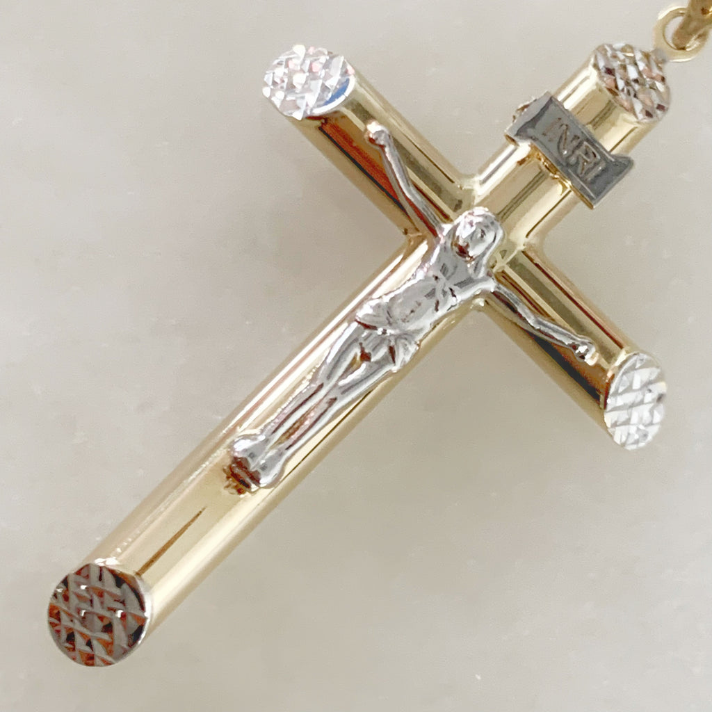 CRISTO TUBULAR DE ORO AMARILLO 14K CR-14-85-93-E-1A9