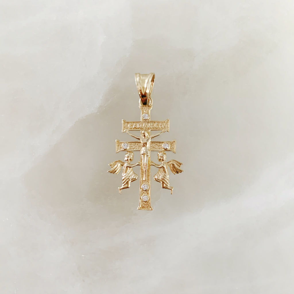 CRUZ DE CARAVACA DE ORO AMARILLO 14K CR-14-85-112-E-1A3