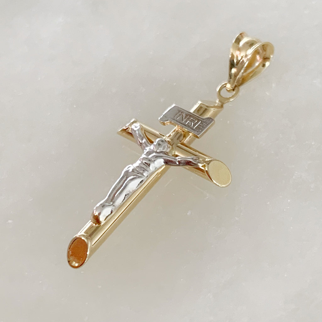 CRISTO TUBULAR DE ORO AMARILLO 14K CR-14-85-95-E-1