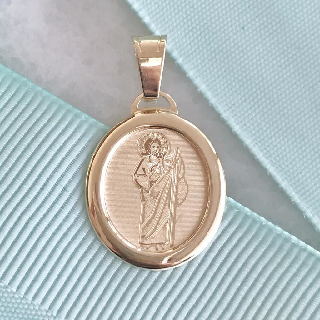 Medalla De San Judas Tadeo Oro 14K Mesj-14-082-0A9 Medalla